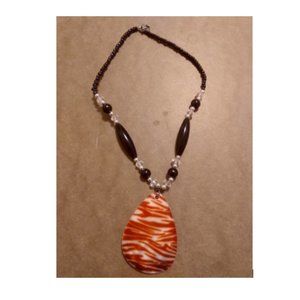 Black clear bead red white capiz shell necklace